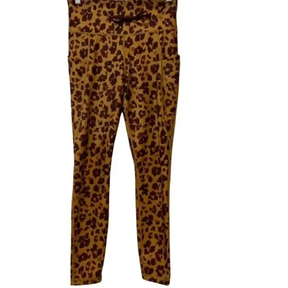 Gap High Rise Blackout Full Length Drawcord Leggings in Leopard Print Small - Picture 4 of 11